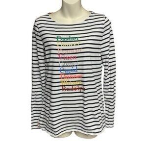 BODEN Christmas Reindeer Names T-Shirt size 18 Top Stripes Sparkle Rudolph